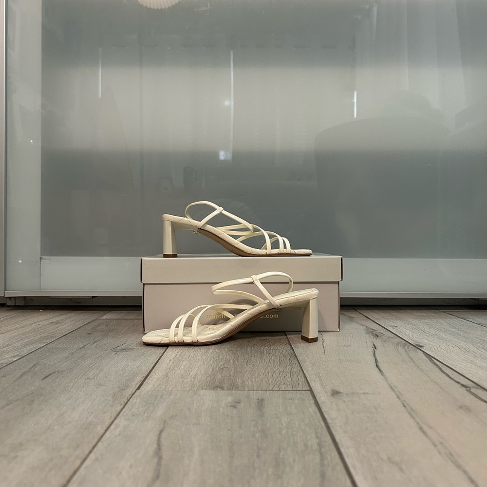 Marc Fisher Cream Strappy Heels